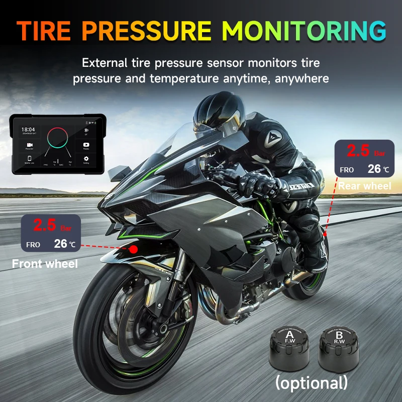 Jansite 5/7 inch Motorcycle Carplay Screen GPS Navigation Wireless Carplay Android Auto Dual Bluetooth IPX7 Waterproof Display - Image 4