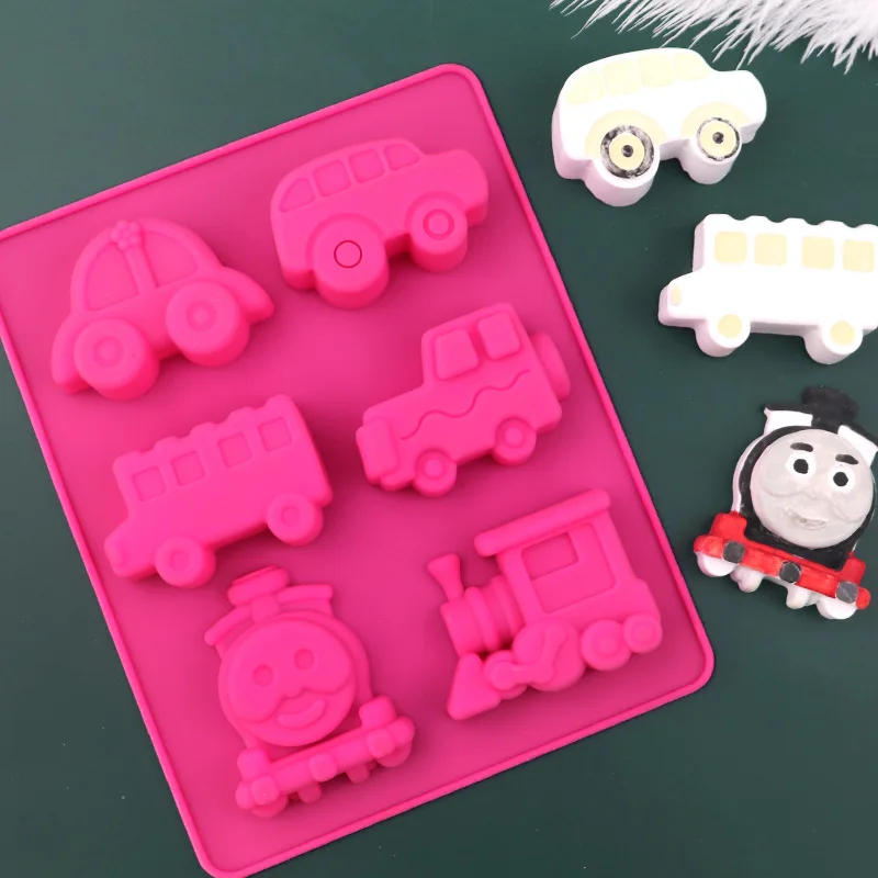 Car Silicone Mold Cartoon Train Soap Mould For Baby Shower Kids Birthday Cake Decoration Chocolate Jelly Crayon Cookies Tools - Image 6