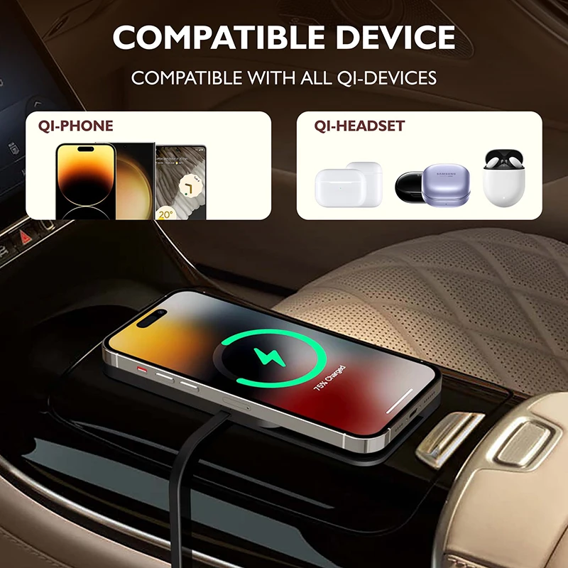 Fast Car Wireless Charger Pad for iPhone 17 16 14 13 12 Samsung Huawei AirPods Phone Non-slip Quick Car Wireless Charging Stand - Image 5