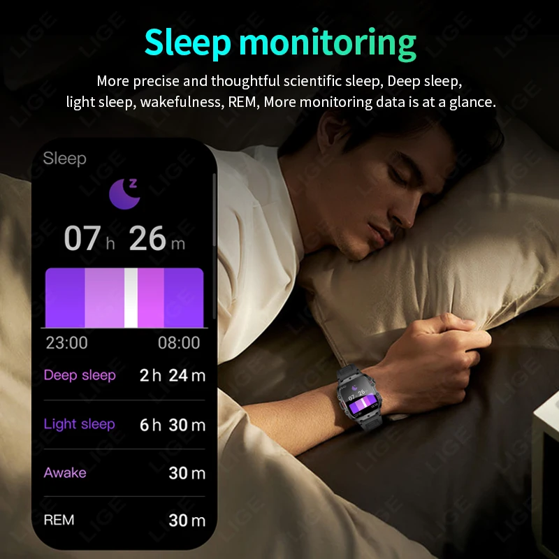 LIGE Outdoor Smart Watch Men 2.01" Screen 3AT Waterproof Watches Bluetooth Call Ai Voice Sport Smartwatch For Android Xiaomi IOS - Image 5